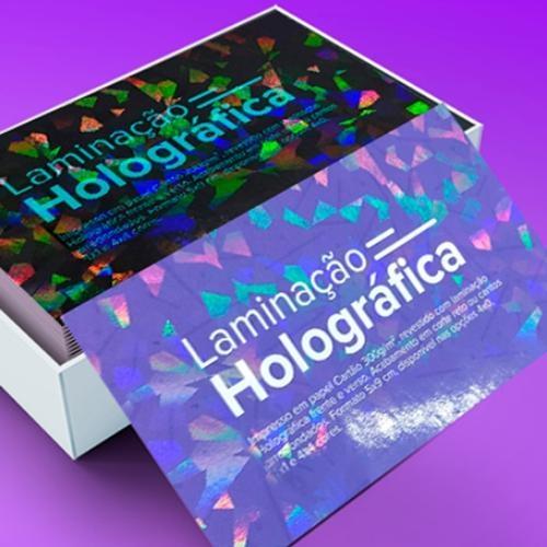 Cartão de Visita em Couché Brilho com Laminação Holográfica 4x4 9x5 cm ...
